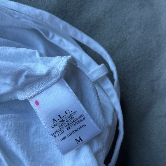 New A.L.C. Jane Ruched Cotton Cropped T-Shirt Size Medium in White - Picture 7 of 7